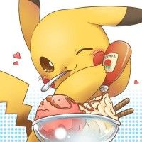 Pikachu met du ketchup sur les glaces???