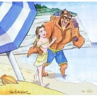 La Bête emmène Belle à la plage
