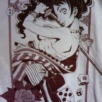 Joli dessin d'une fille samourai sur ce tshirt
