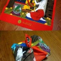 Illustration de Yusuke Nakamura pour un furoshiki, foulard japonais http://u-canent.shop-pro.jp/?pid=63174303
