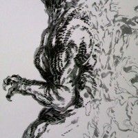 #Godzilla au feutre pinceau noir par Shirow Miwa