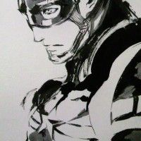 Captain America au feutre pinceau noir par Shirow Miwa http://www.tvhland.com/boutique/pentel-color-brush-noir/materiel-1742.html