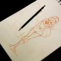 Un petit dessin de SuperGirl au crayon sépia 2mm