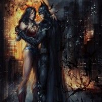 #Fanart romance entre #WonderWoman et #Batman par Jasric
