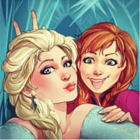 Selfie Elsa et Anna par Simona Bonafini #LaReineDesNeiges