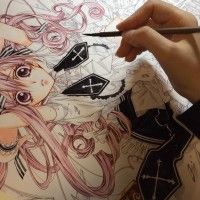#Dessin au pinceau par la #Mangaka #ArinaTanemura http://www.tvhland.com/boutique/deleter-menso-brushes-set/materiel-196.html