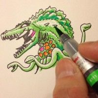 #Dessin dinosaure avec le #Feutre pinceau rechargeable #Pentel par MASH_nishikawa