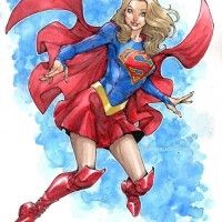 #Dessin #Aquarelle #Supergirl par ToddNauck http://www.tvhland.com/boutique/peinture-aquarelle-encre.html #DcComics