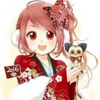 #Dessin #Illustration #NouvelAn singe fille #Kimono par m_manishi