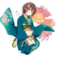 #Dessin #Illustration #NouvelAn singe fille #Kimono par #Mangaka _namori_  yuruyuri