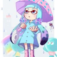 fan art de Liruty d'une squid girl sous la pluie #splatoon
