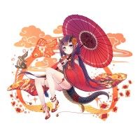 #Dessin fille démon #Kimono ombrelle japonaise carpe koi par wait #Manga