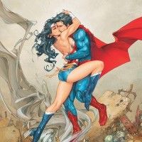 #Superman et #WonderWoman s'embrassant #Dessin de Kenneth Rocafort