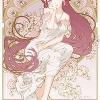 #LoveLive Sunshine Riko Sakurauchi  #Dessin とみを style #Mucha #ArtNouveau #Manga #Anime