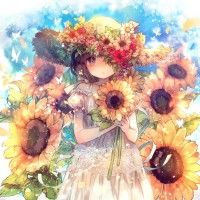 #Fille #Chapeau tournesol fleur #Dessin onineko26 #Manga