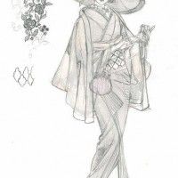 femme #Kimono #Chapeau #Dessin #MatsuoHiromi #Vêtement