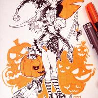#Halloween #Sorcière #Dessin poch4n #Manga