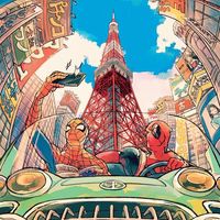 Spider-man et #Deadpool à #Tokyo #Selfie #Dessin icco_8 #Comic #Marvel