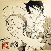 #Dessin sur #Shikishi #OnePiece #Luffy #Anime #Manga #DessinSurShikishi