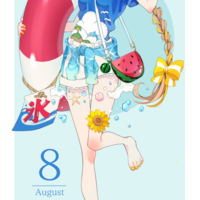 calendrier août #Fille #Chapeau #été chaud #Vacance #Dessin shiraho65 #Manga