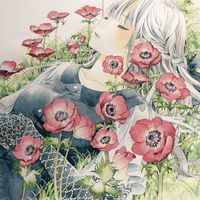 #Fille fleur #Dessin yufushi #Aquarelle #Manga #TechniqueàEau