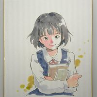 #Dessin sur #Shikishi #Fille - Artiste : きゅっきゅぽん - Twitter : @kyukkyupon #DessinSurShikishi #Manga