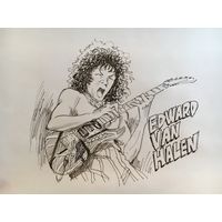 Dessin de Naoki Urasawa mangaka Yawara Monster 20th Century Boys hommage au guitariste Edward van Halen hard rock music