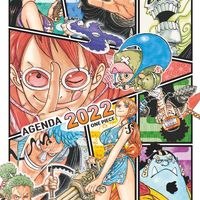 dessin Eiichiro Oda mangaka One Piece couverture agenda 2022 Glénat