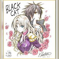 Dessin sur Shikishi manga Black Cat mangaka Kentaro Yabuki
