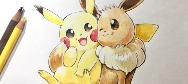 pokemon-let-go-dessin-pikachu-et-evoli-crayon-couleur-mojacookie