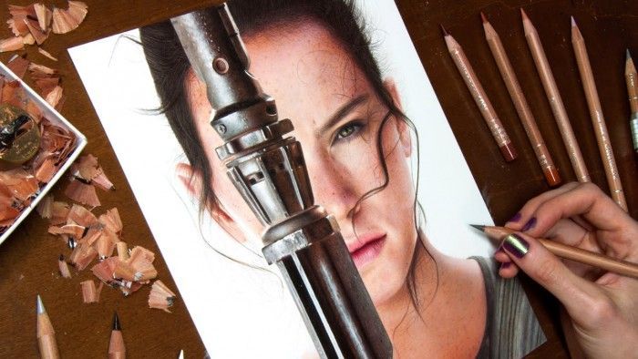 Star Wars Le Réveil De La Force : Dessiner Rey (Daisy Ridley) aux crayons de couleurs