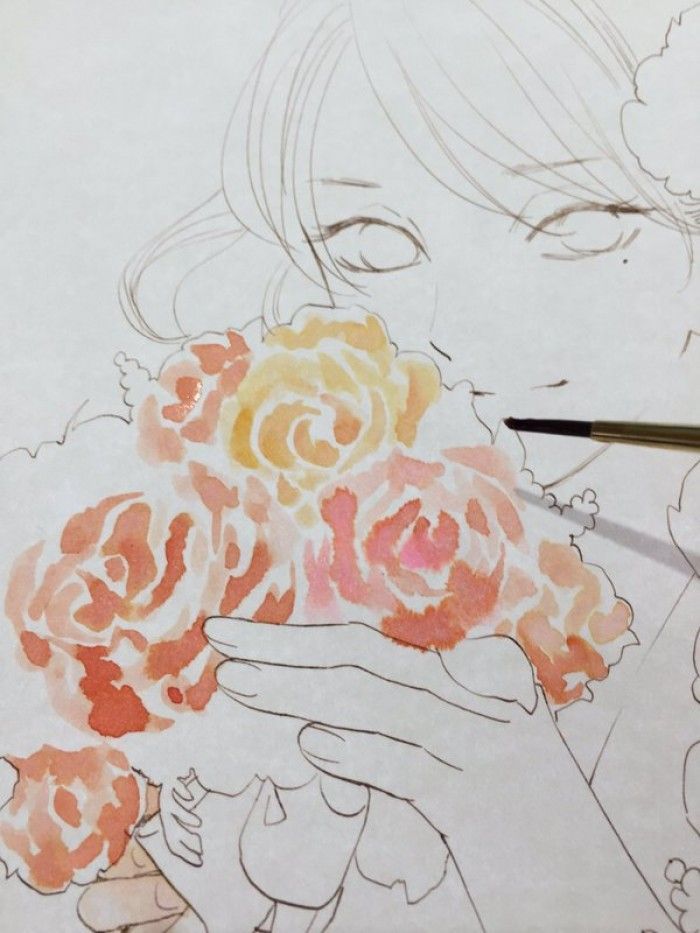 Coloriage à l'aquarelle par la mangaka de Chihayafuru