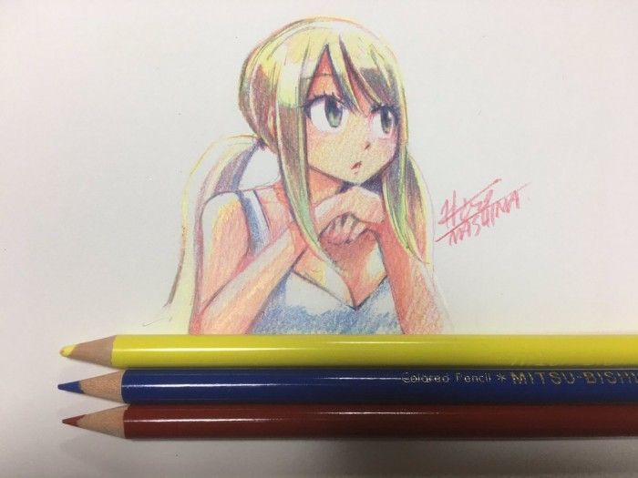 Challenge de colorier avec 3 crayons de couleurs expliqué par Hiro Mashima, mangaka de Fairy Tail !