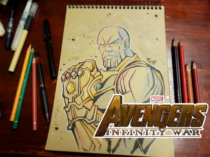 Dessin de Thanos au papier kraft - Avengers Infinity War
