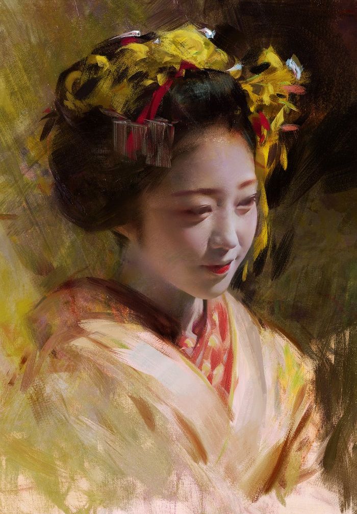 Peinture de geishas par Wangjie Li
