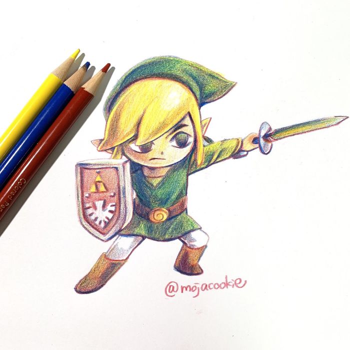 Colorier aux crayons de couleurs : Link de The Legend Of Zelda par mojacookie
